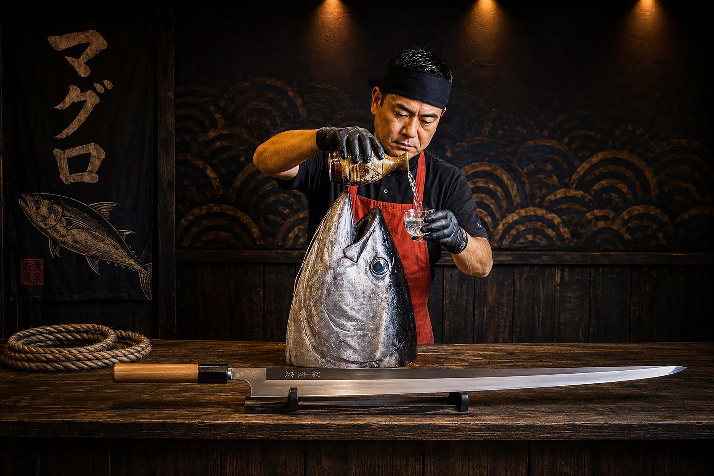 Japanese KODO tuna carving ceremony at Yakinori Birmingham
